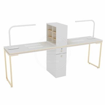 Çiftli Manikür Masası (Venüs Gold Double Nail Station) Antik Light